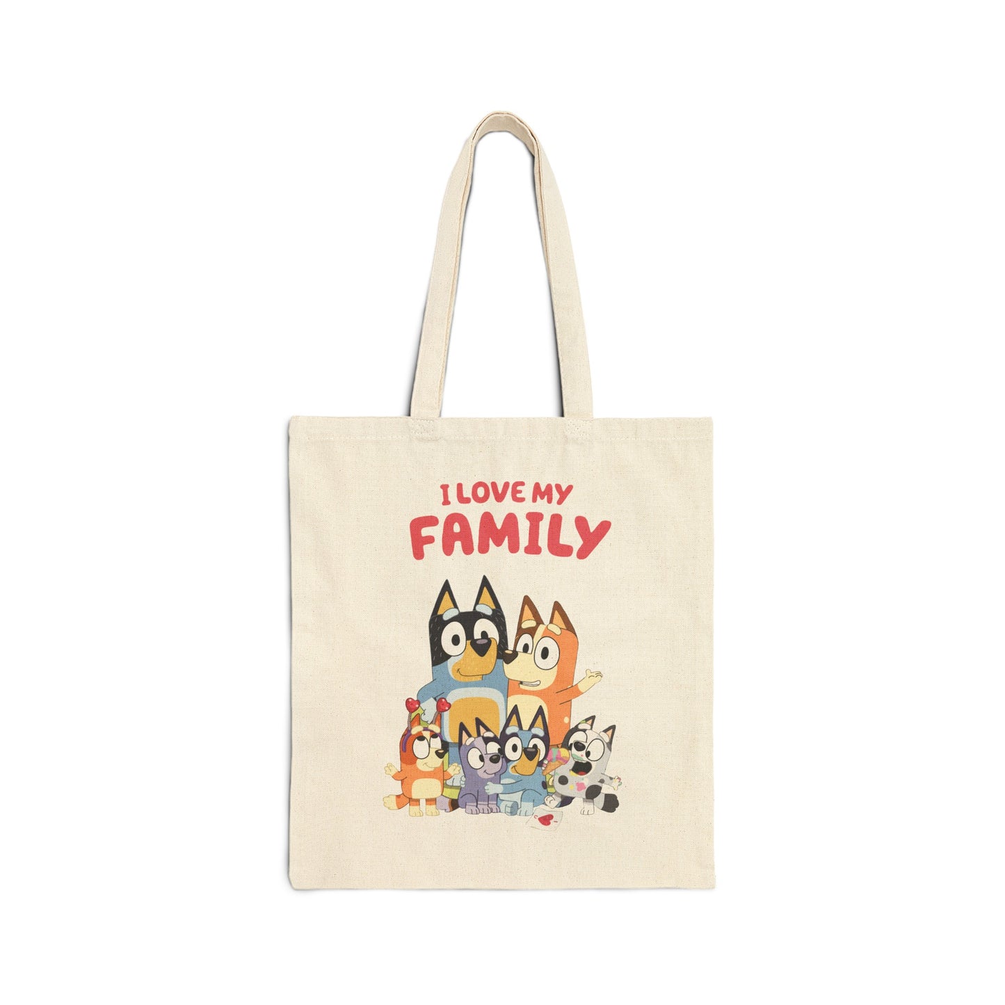 I Love My Family Cotton Canvas Tote Bag
