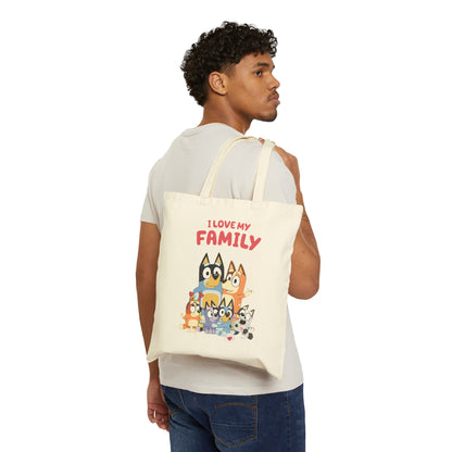 I Love My Family Cotton Canvas Tote Bag