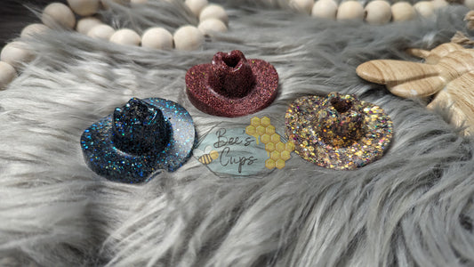 Cowboy Hat Glitter Straw Toppers