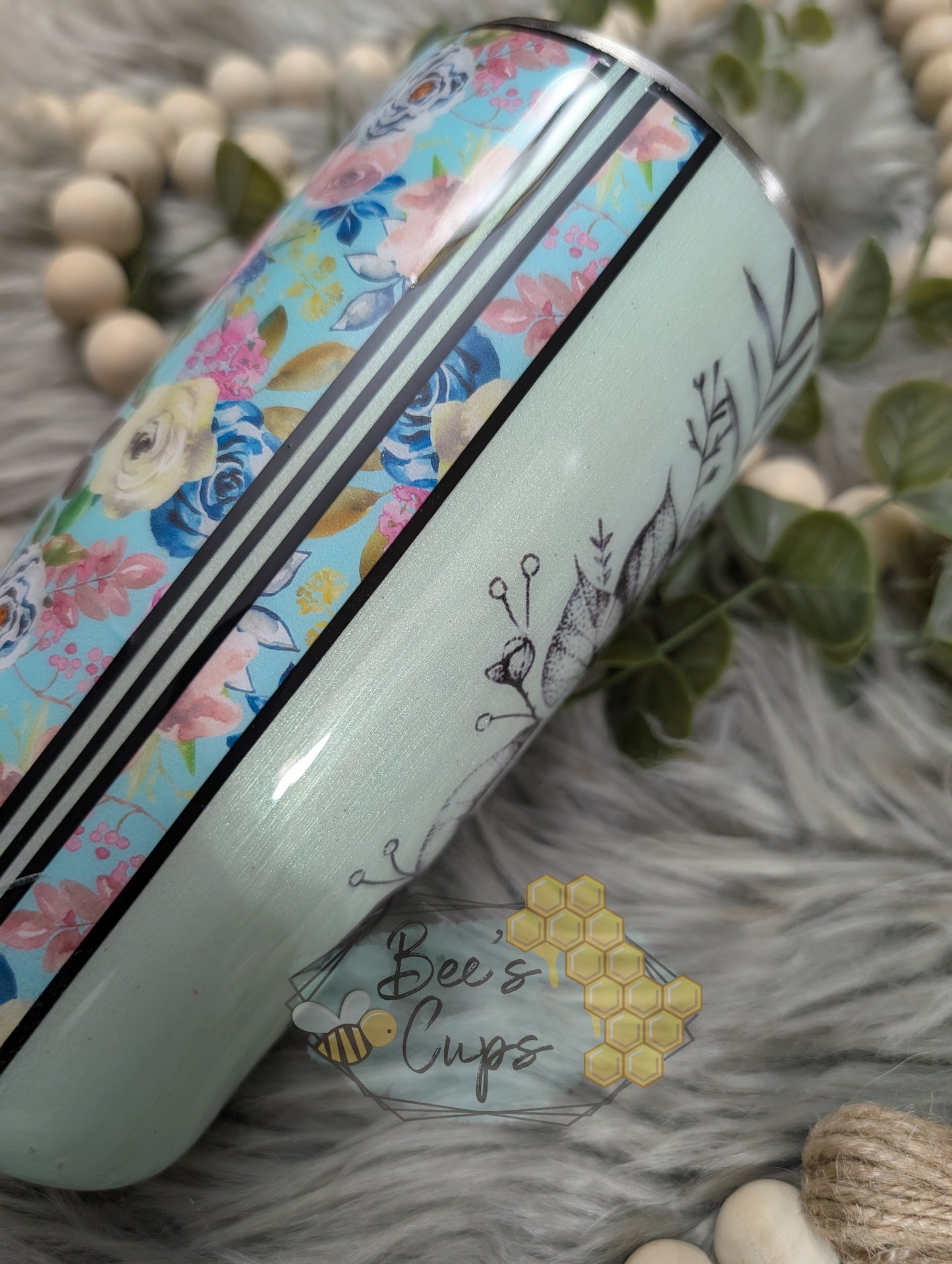 Mint Floral 20oz RTS FLAWED