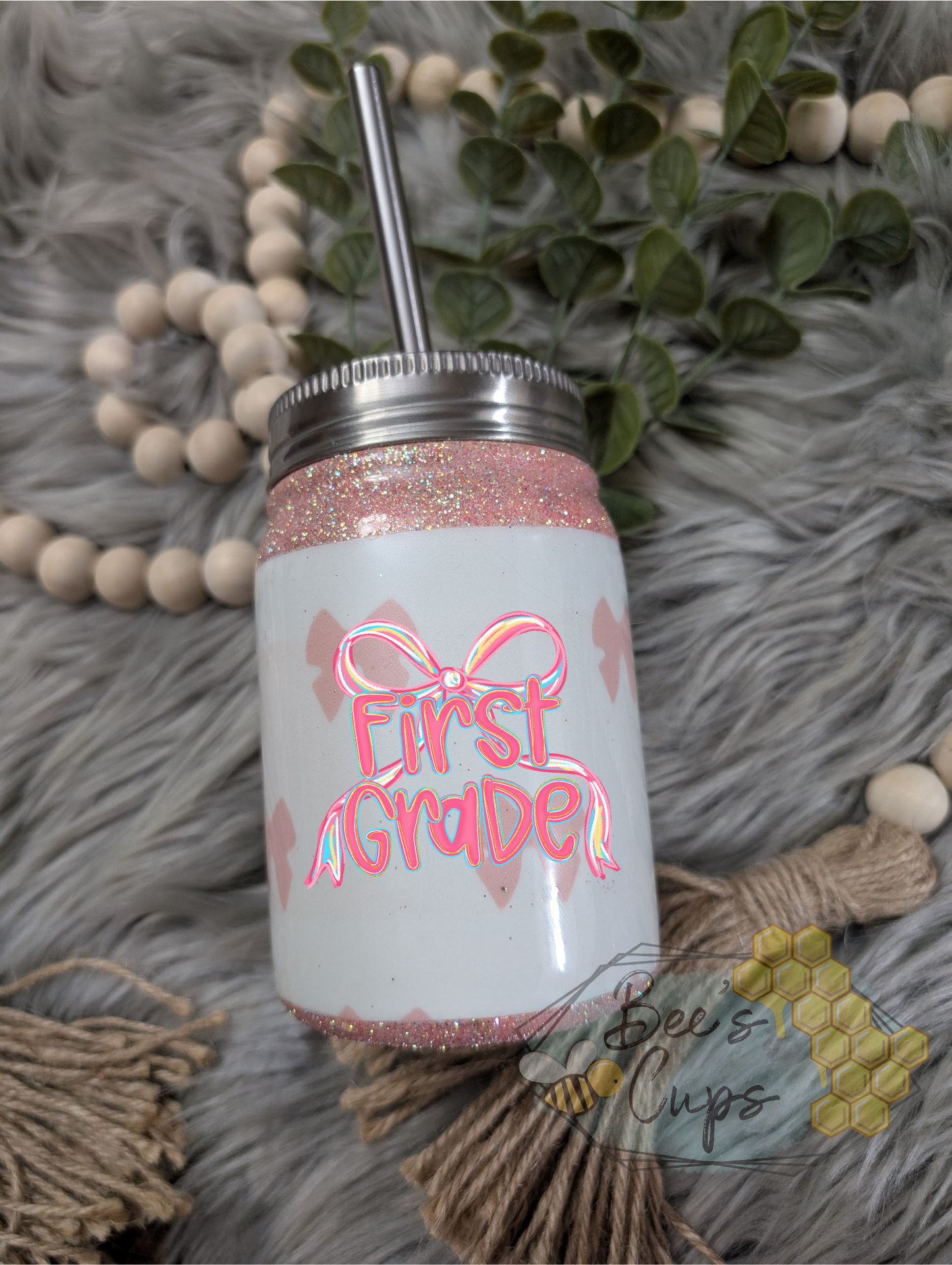 Customizable Coquette Bows 12oz Mason Jar