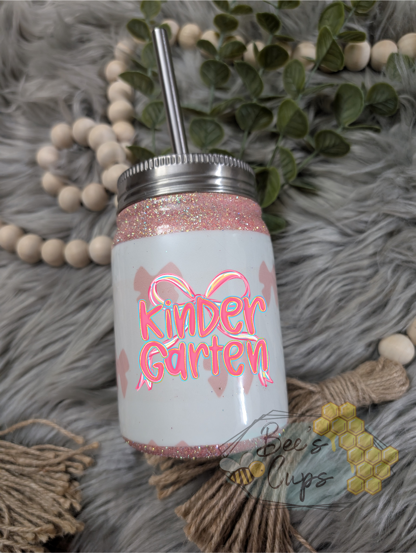 Customizable Coquette Bows 12oz Mason Jar