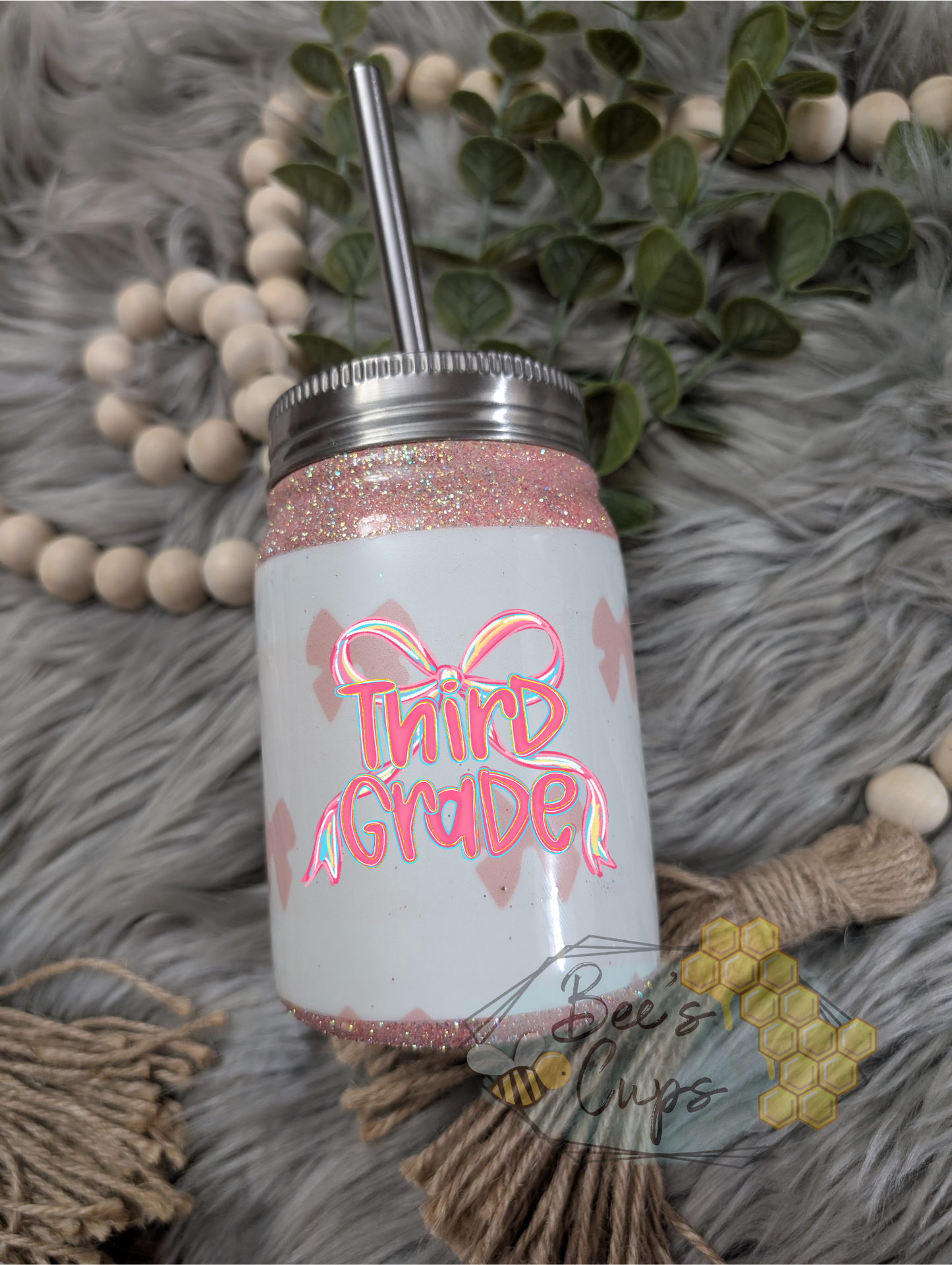 Customizable Coquette Bows 12oz Mason Jar