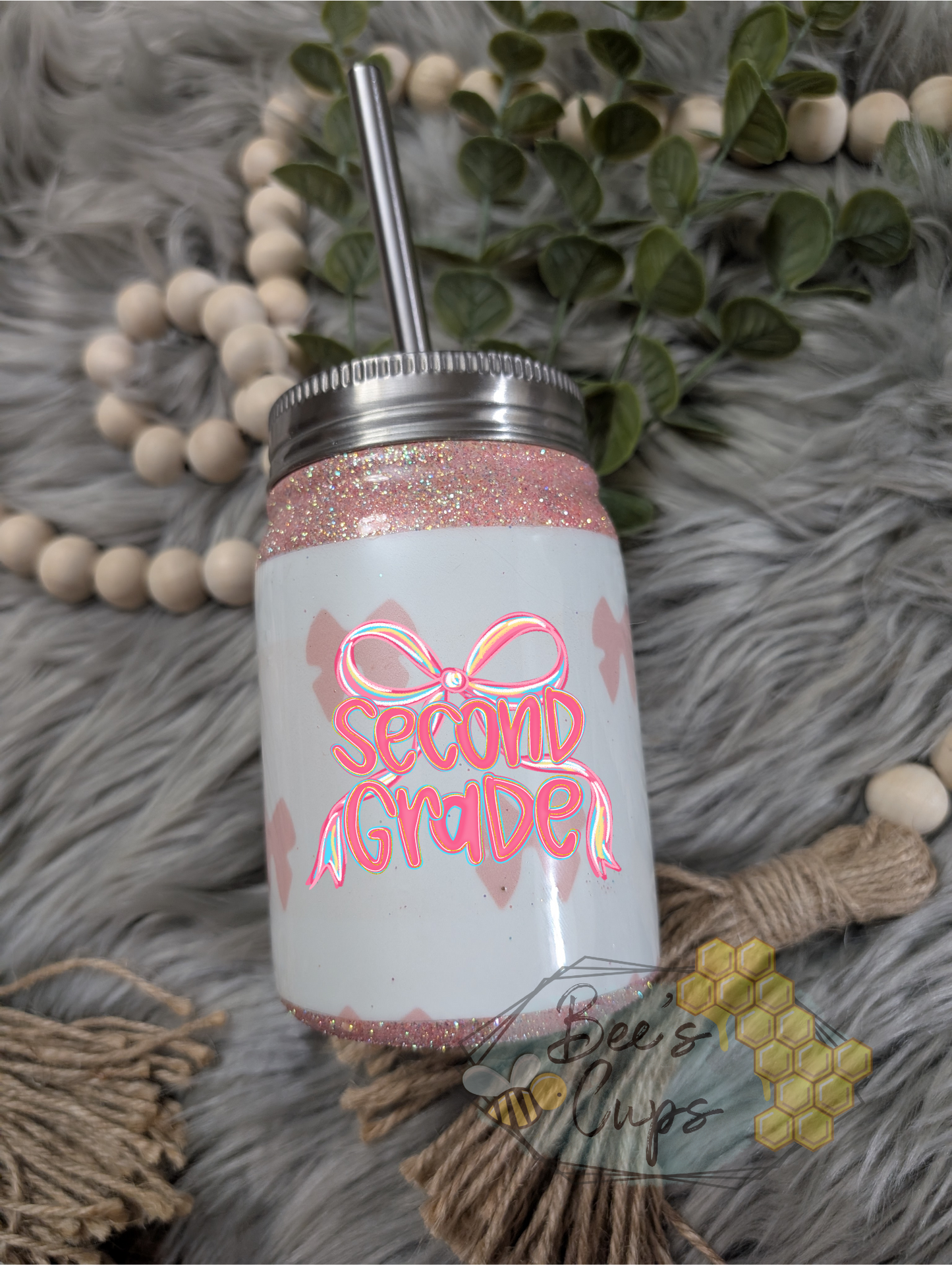 Customizable Coquette Bows 12oz Mason Jar