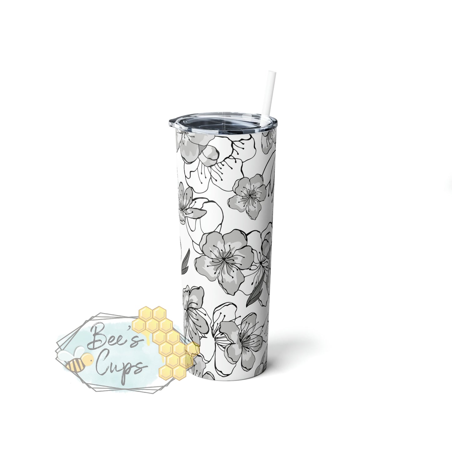 20oz Skinny Monochrome Floral