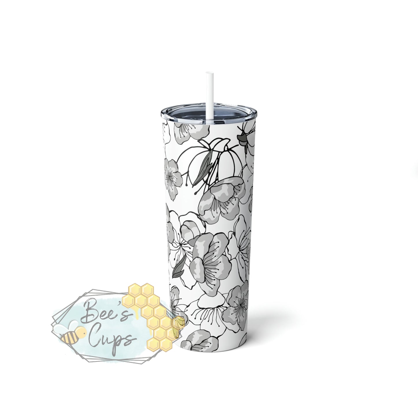 20oz Skinny Monochrome Floral