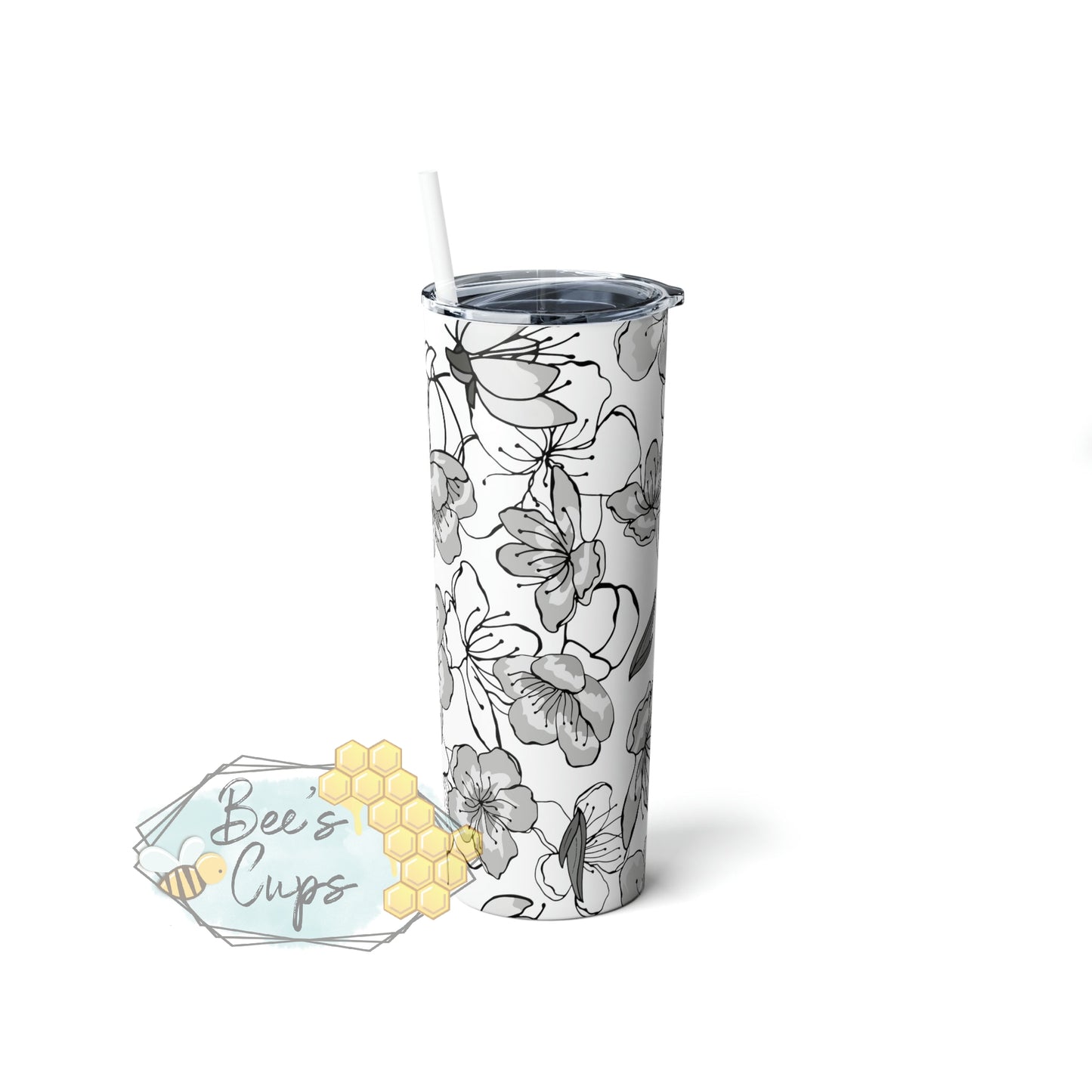 20oz Skinny Monochrome Floral