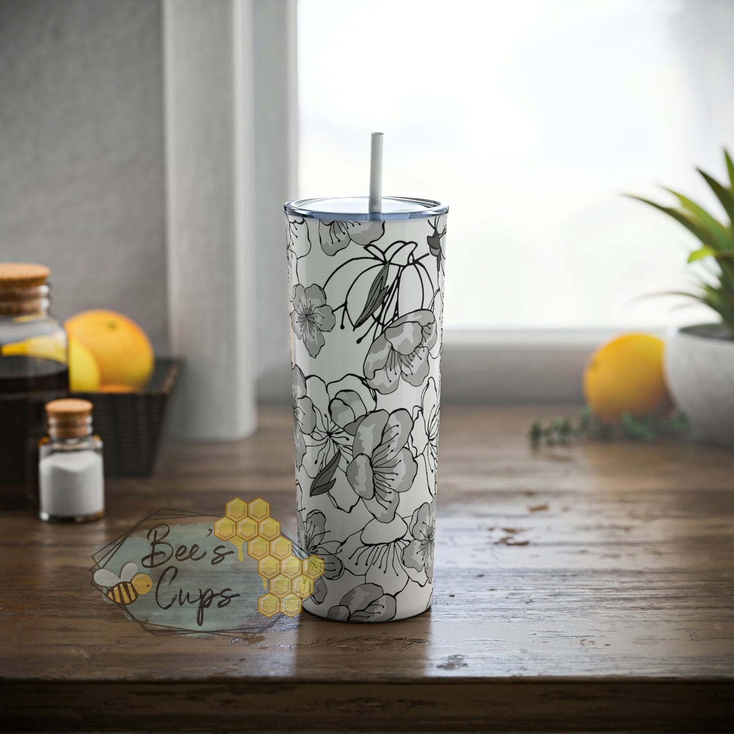 20oz Skinny Monochrome Floral