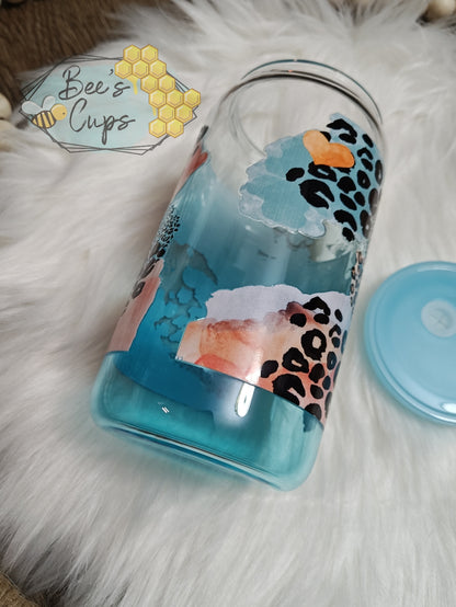 RTS 16oz Mama Blue Ombre Glass Can
