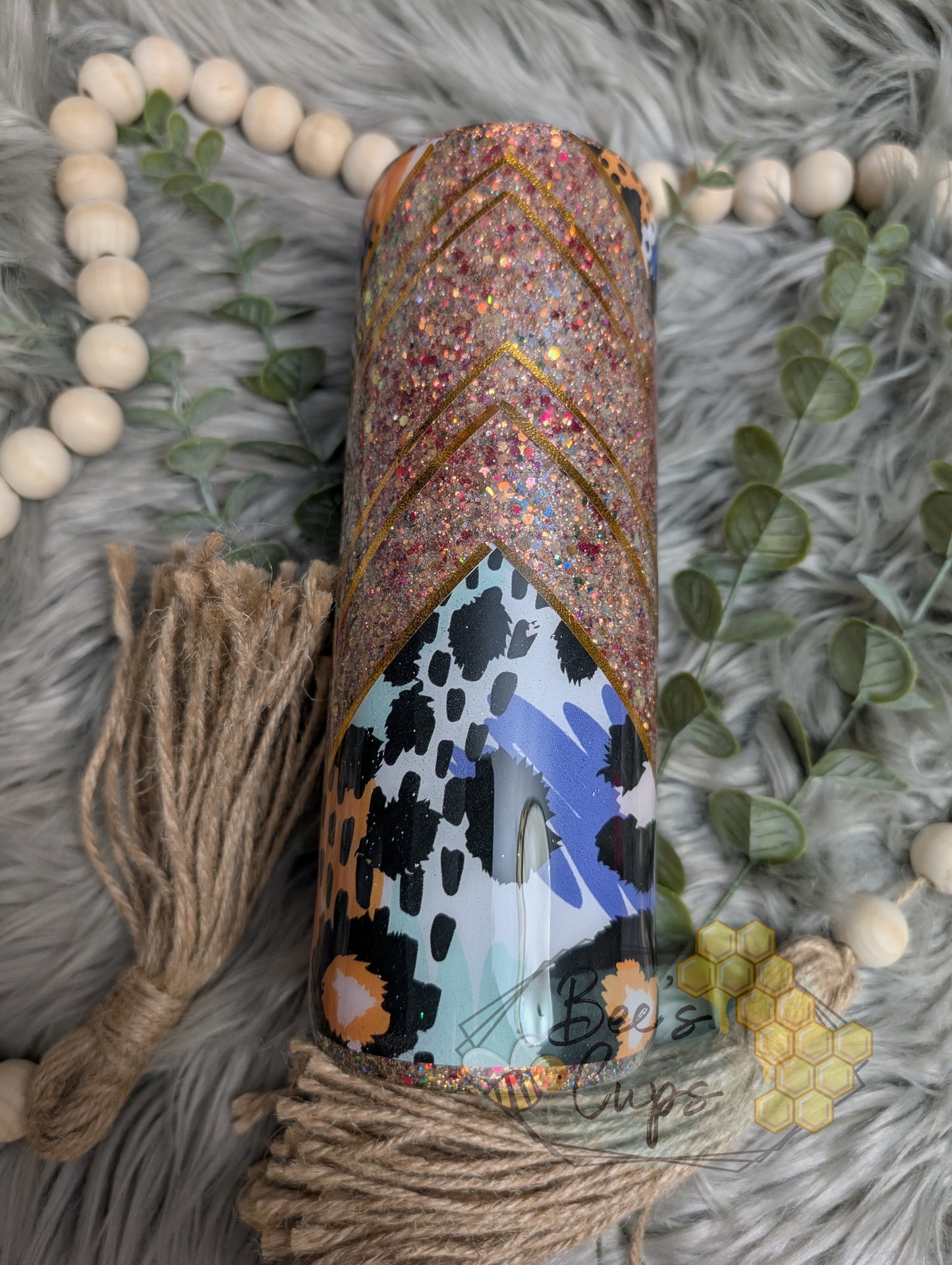 20oz Skinny Golden Abstract Leopard RTS