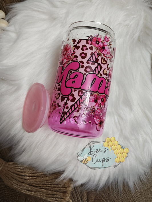 RTS 16oz Mama Pink Ombre Glass Can