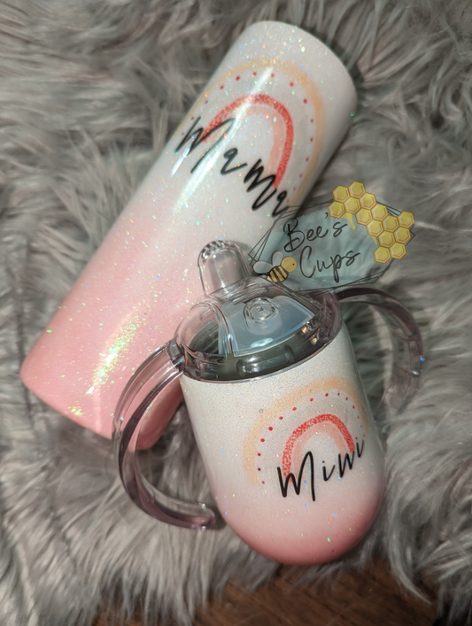 Pink ombre Rainbow Mommy + Mini