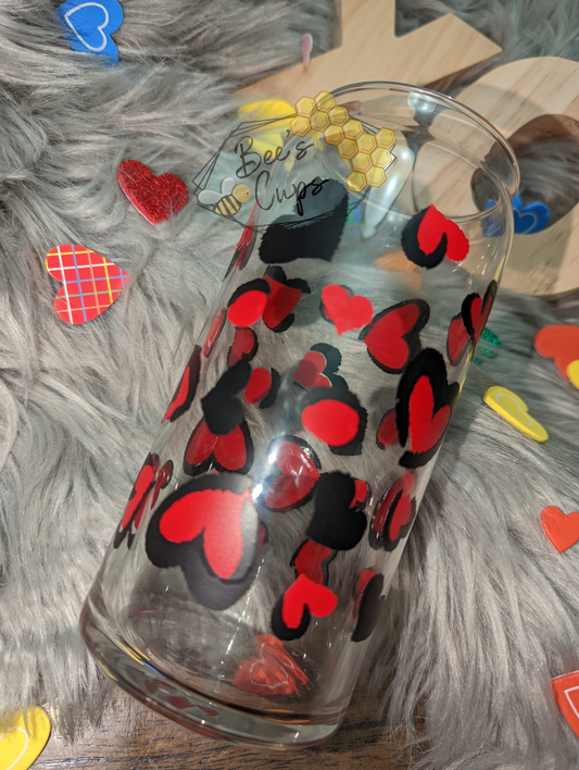 Leopard Hearts 20oz Glass Mug