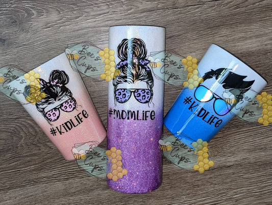 Family life tumbler | #MomLife #KidLife #DadLife |  Mommy and Me Tumbler | Boy Mom | Girl Mom | Matching Tumblers | Daddy's Girl