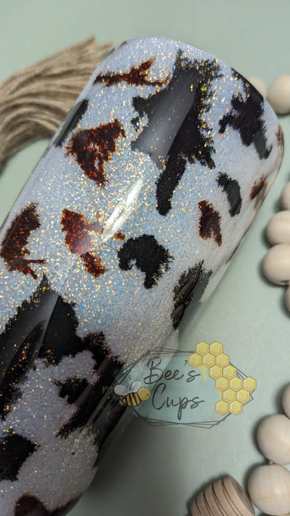 Glittered Cow Print Tumblers