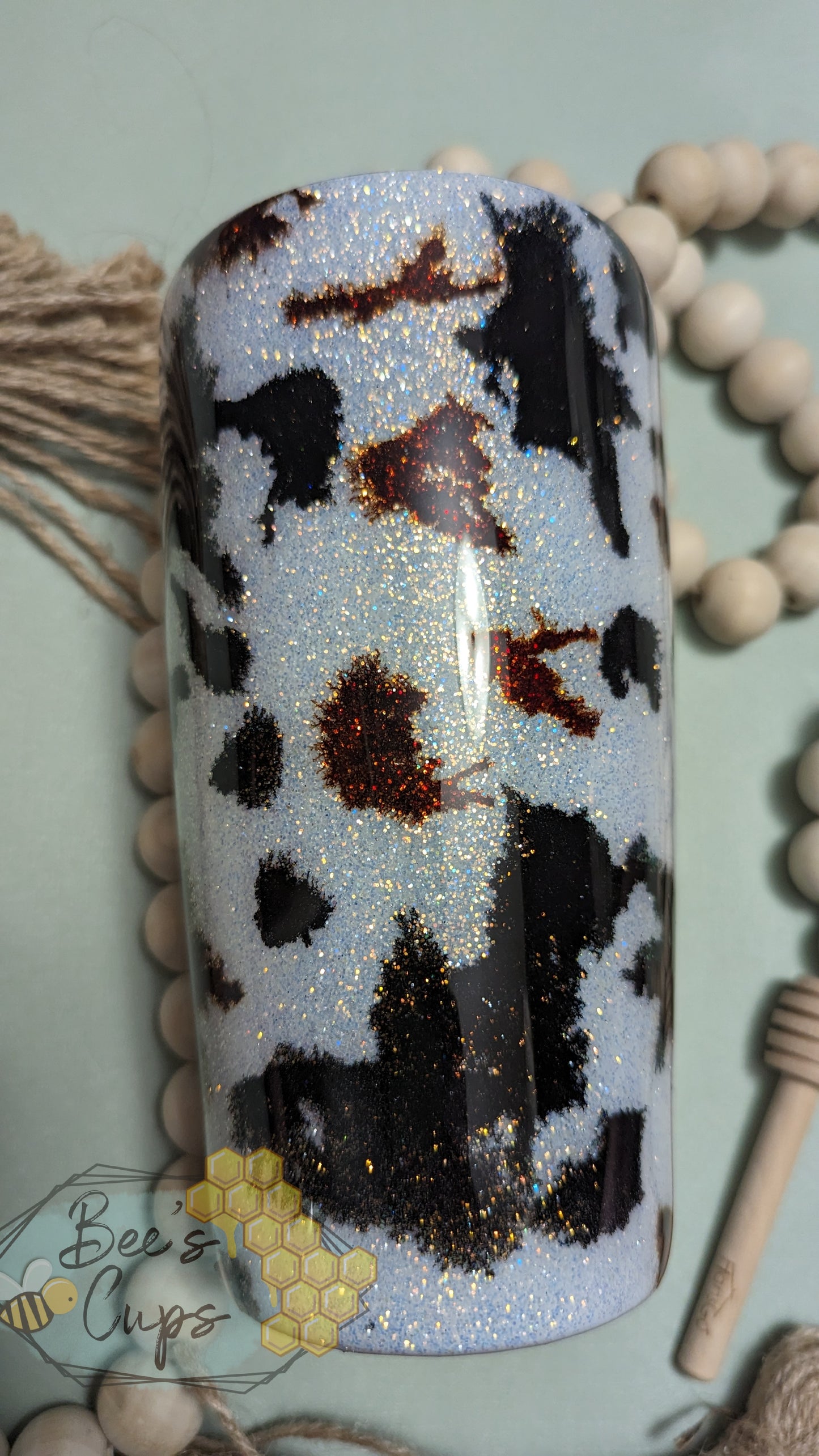 Glittered Cow Print Tumblers