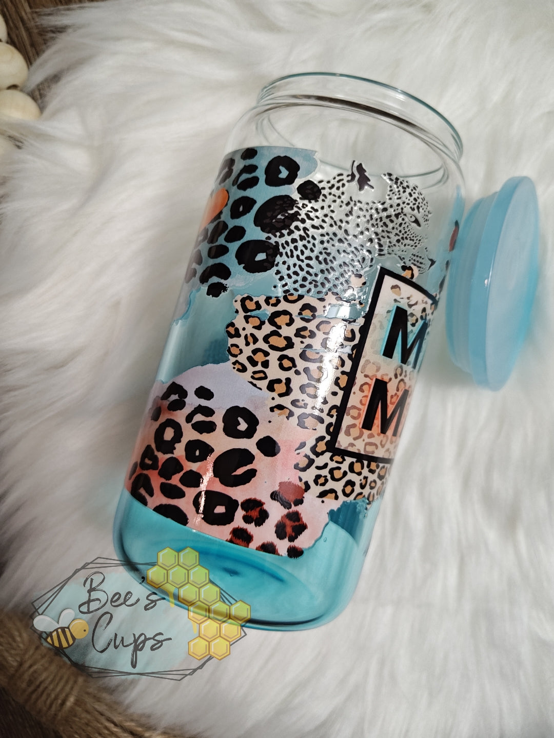 RTS 16oz Mama Blue Ombre Glass Can