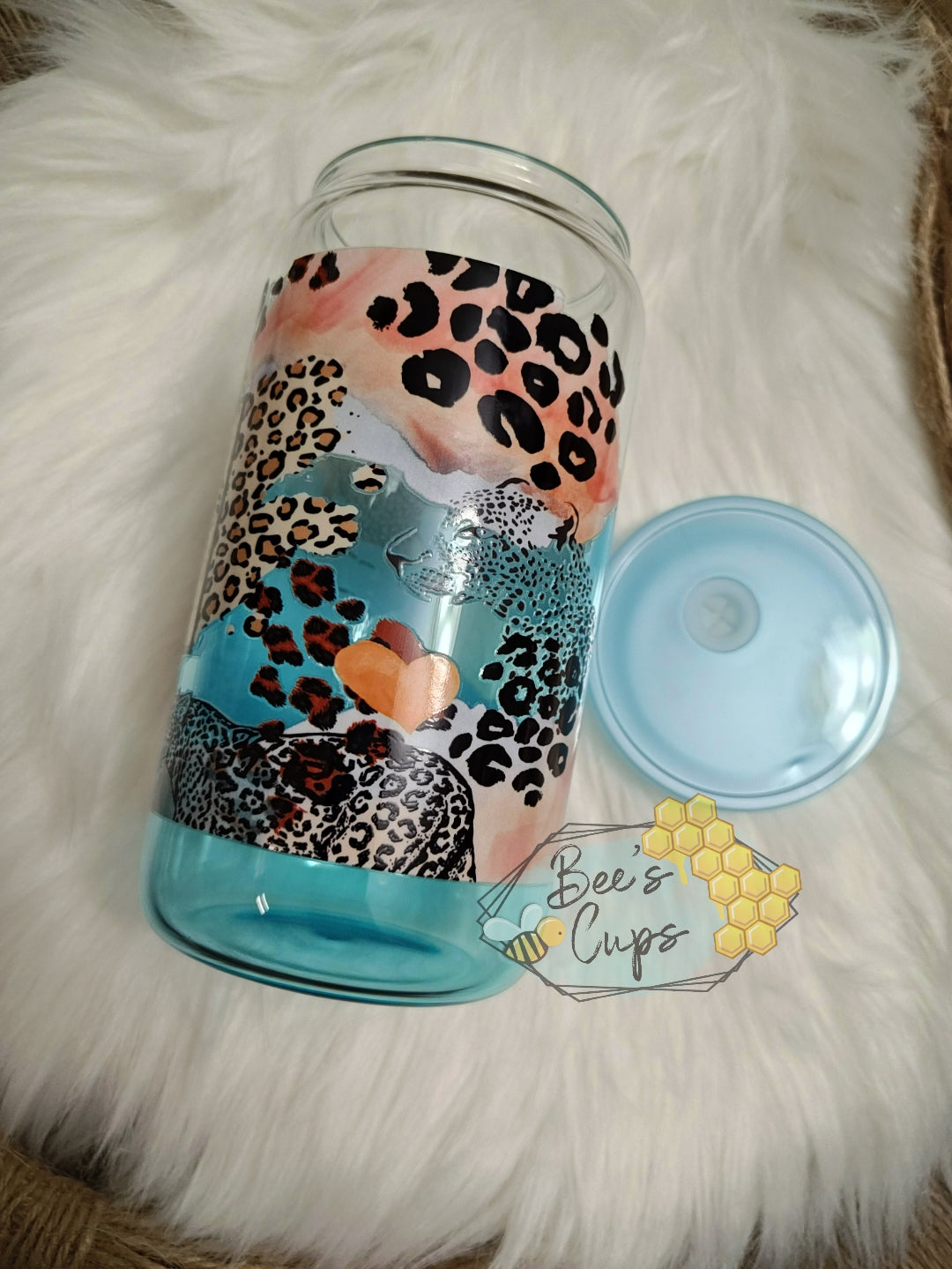 RTS 16oz Mama Blue Ombre Glass Can